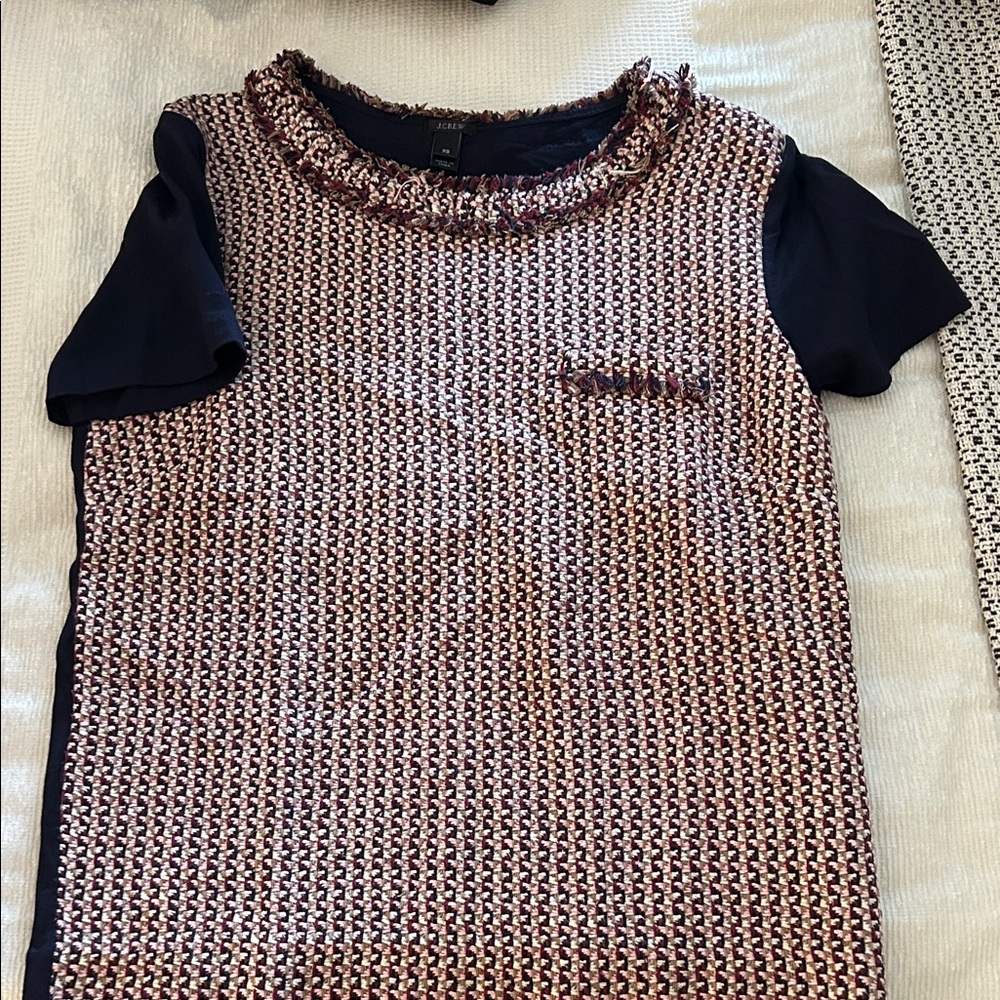 J. Crew Navy Tweed Short Sleeve Top